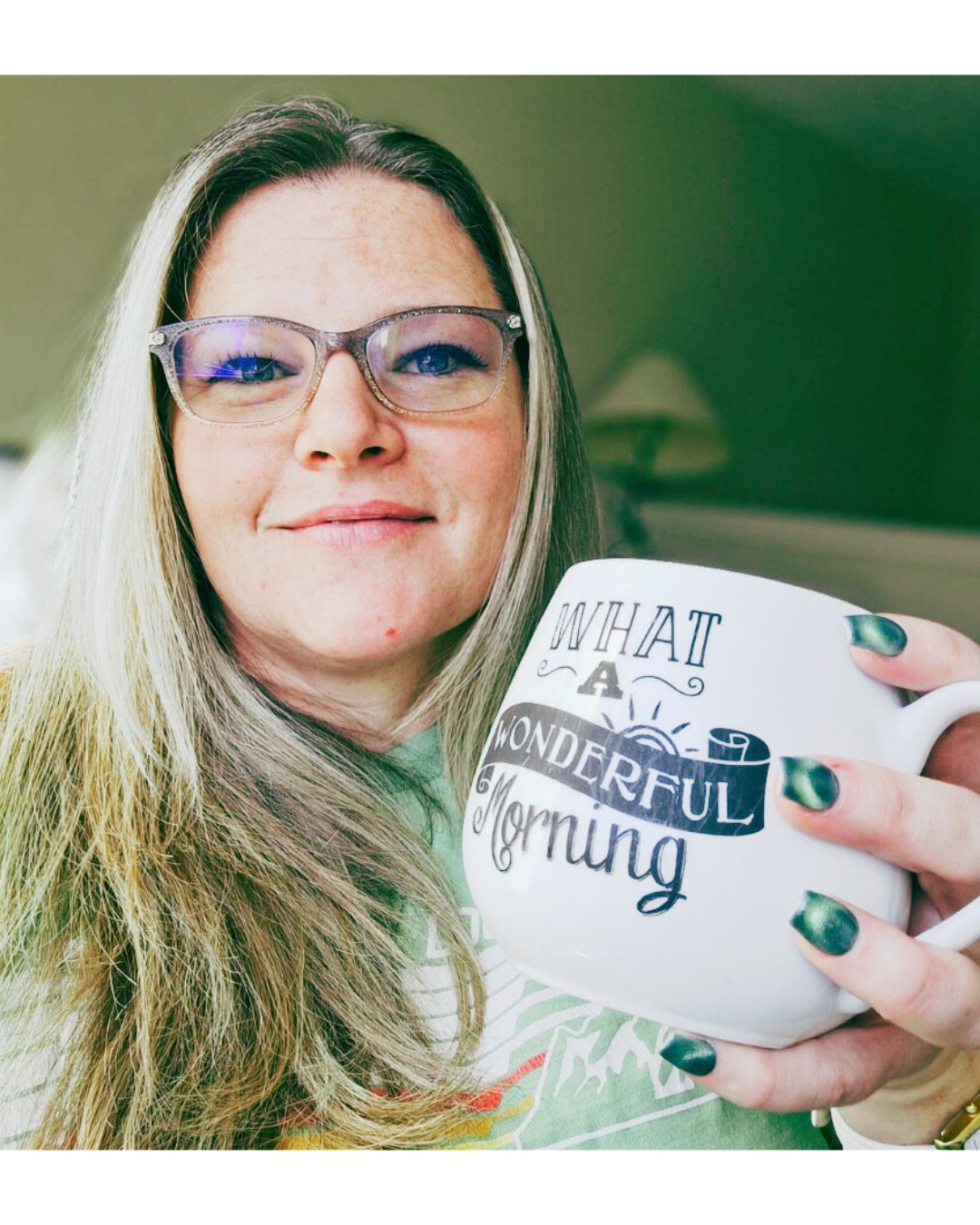 Tamar Goltz with a coffee mug